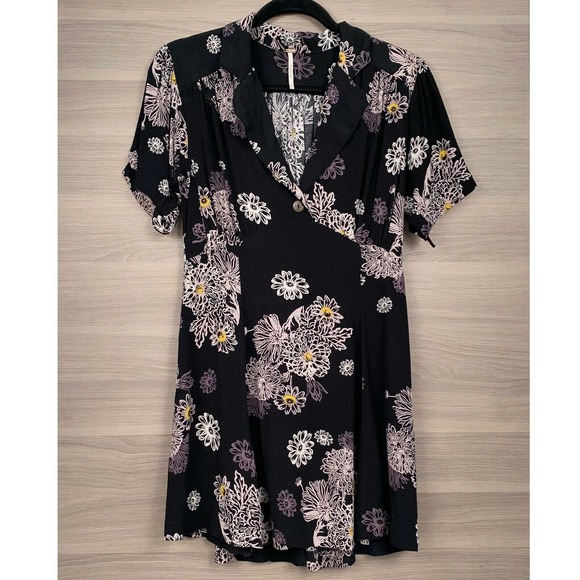 Free People Blue Hawaii Mini Dress Black Floral S - Picture 3 of 10